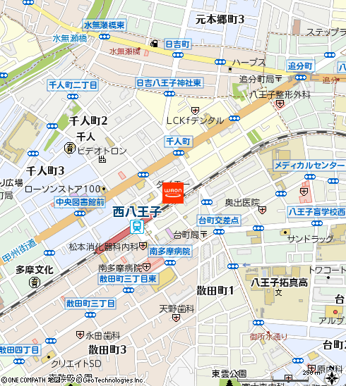 ダイエー西八王子店付近の地図